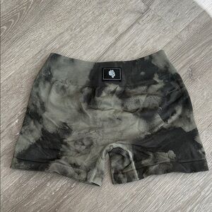 Darc Sport Black and Green Tie-Dye Bike Shorts